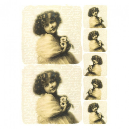 Rice paper for decoupage girl with flowers A4 ITD R261