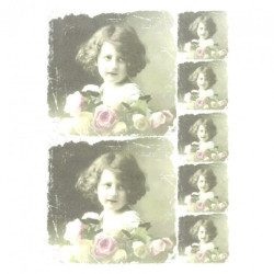 Rice paper for decoupage retro girl roses A4 ITD R262