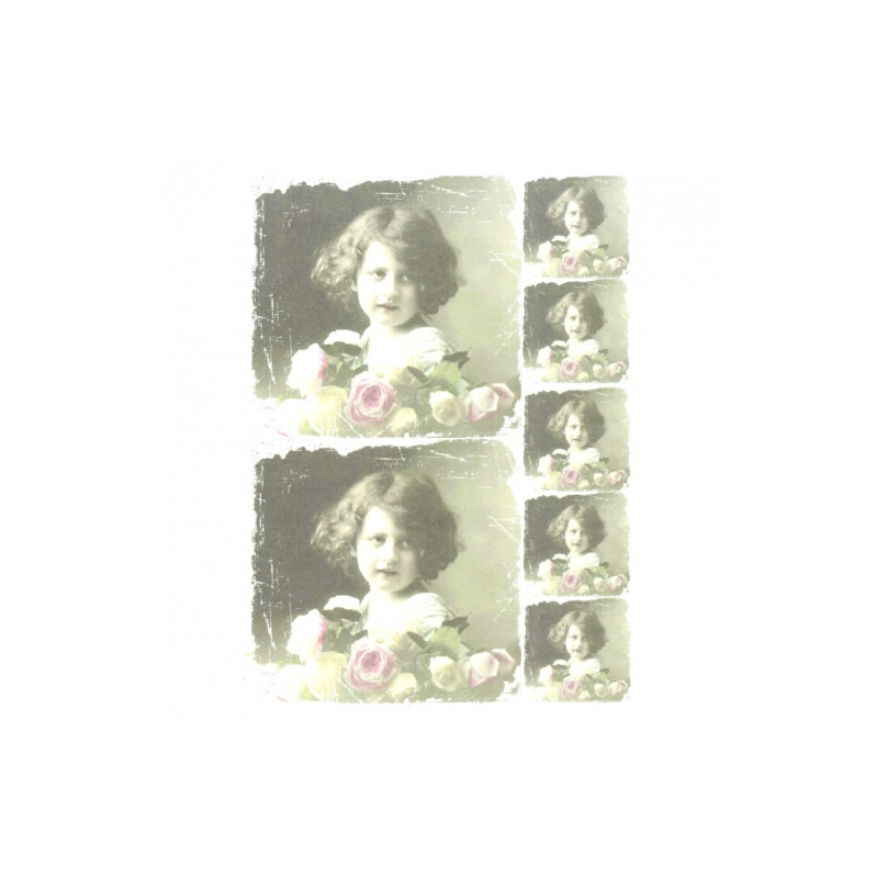 Papier ryżowy do decoupage retro dziewczynka róże A4 ITD R262 - sklep