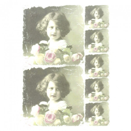 Rice paper for decoupage retro girl roses A4 ITD R262