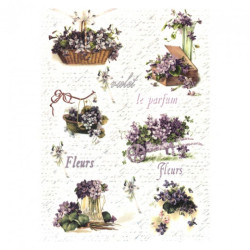 Rice decoupage paper violets A4 ITD R356