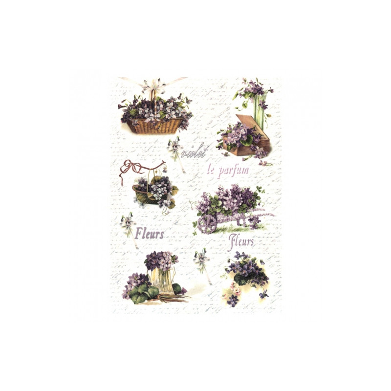 Rice decoupage paper violets A4 ITD R356