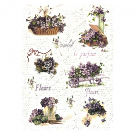 Rice decoupage paper violets A4 ITD R356