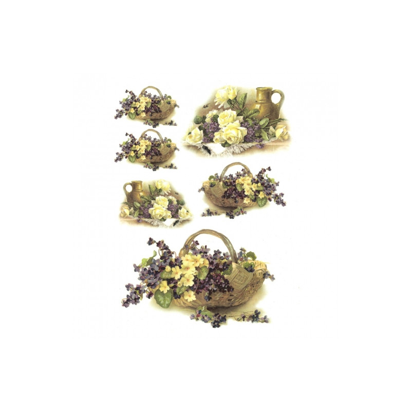 Rice decoupage paper flowers bouquet A4 ITD R388