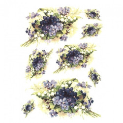 Rice decoupage paper lilies of the valley violets A4 ITD R326