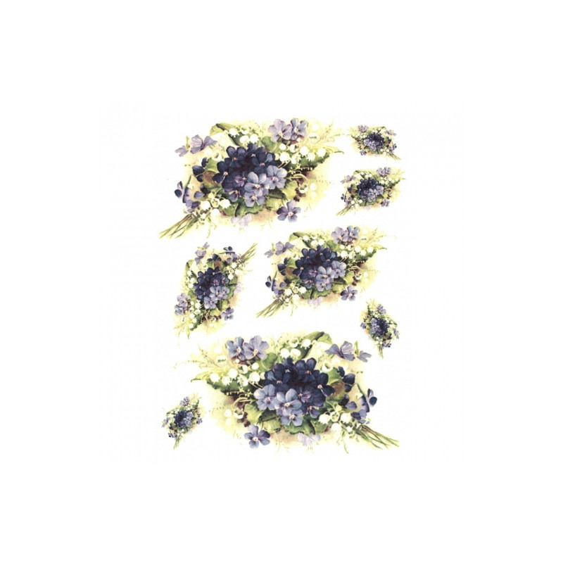 Rice decoupage paper lilies of the valley violets A4 ITD R326