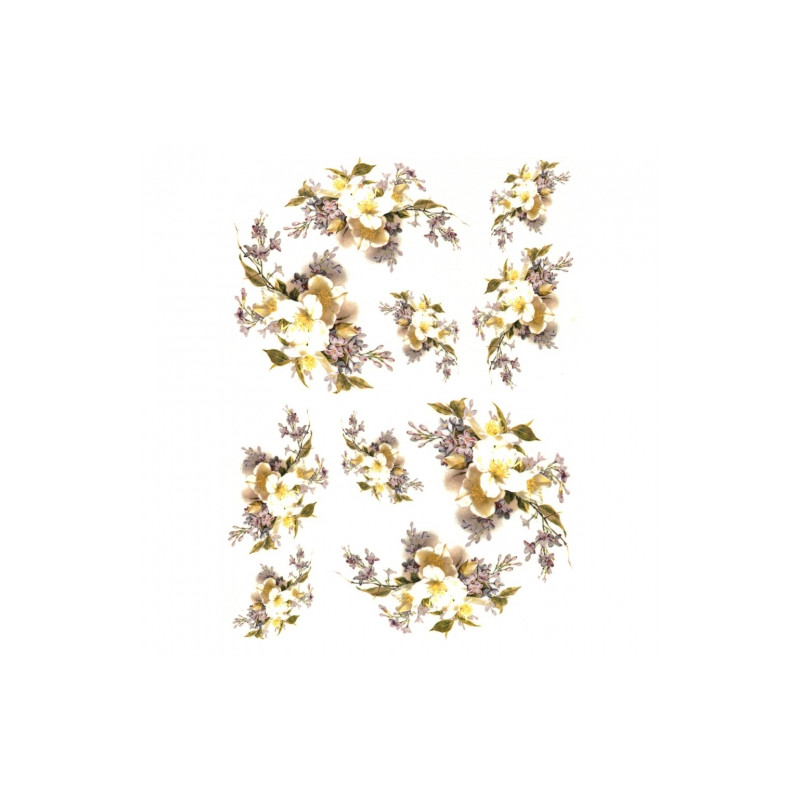 Rice decoupage paper jasmine flowers A4 ITD R257