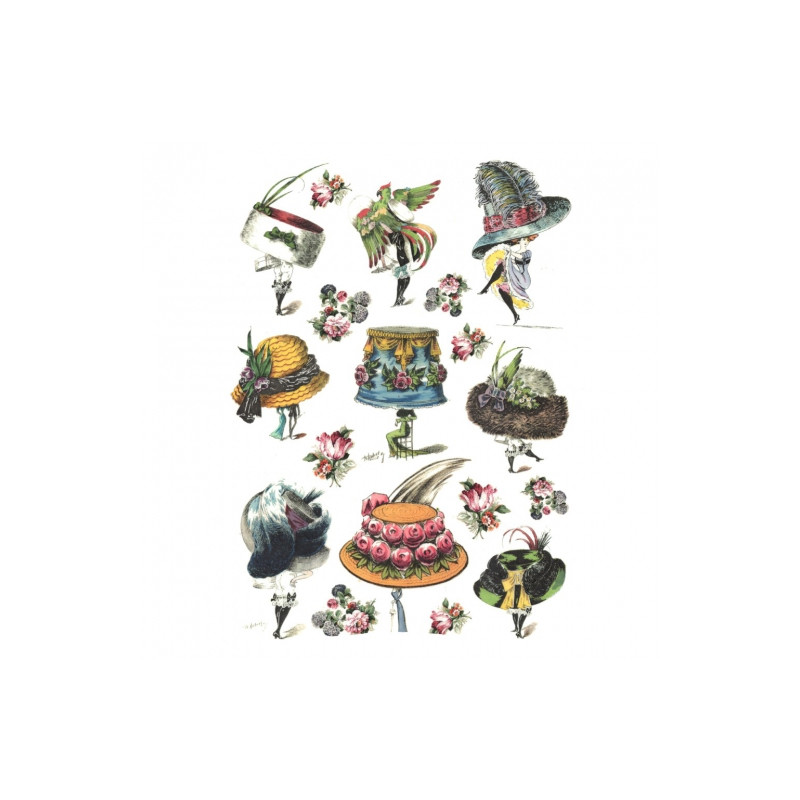 Rice paper for decoupage fashion hats A4 ITD R334