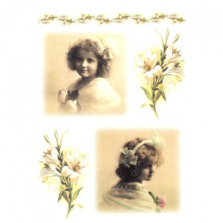 Papier ryżowy do decoupage dziewczynka lilie A4 ITD R440- sklep plasty