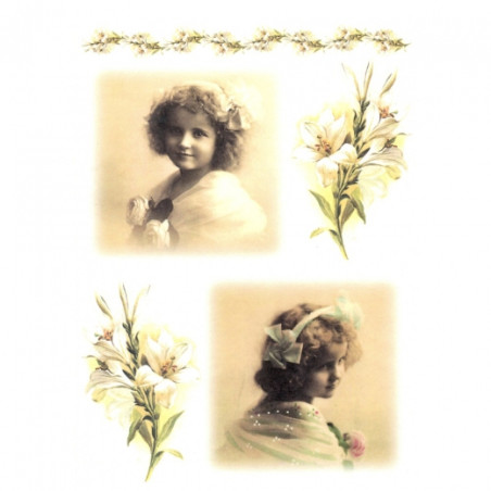 Papier ryżowy do decoupage dziewczynka lilie A4 ITD R440- sklep plasty