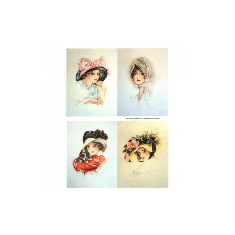 Papier ryżowy do decoupage kobiety portrety A4 ITD R281 - sklep plasty