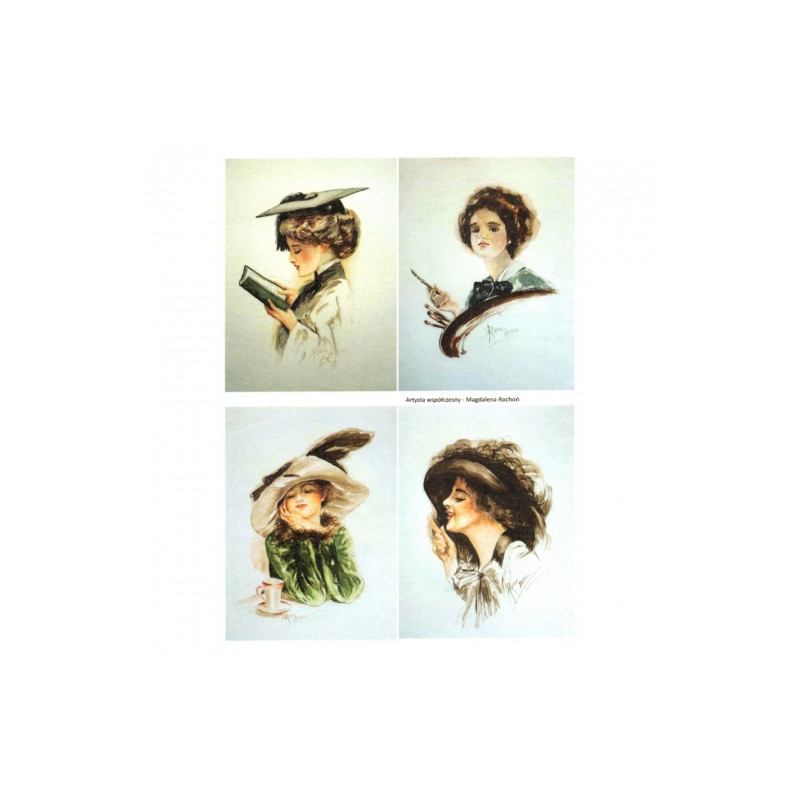 Papier ryżowy do decoupage kobiety portrety A4 ITD R280 - sklep plasty