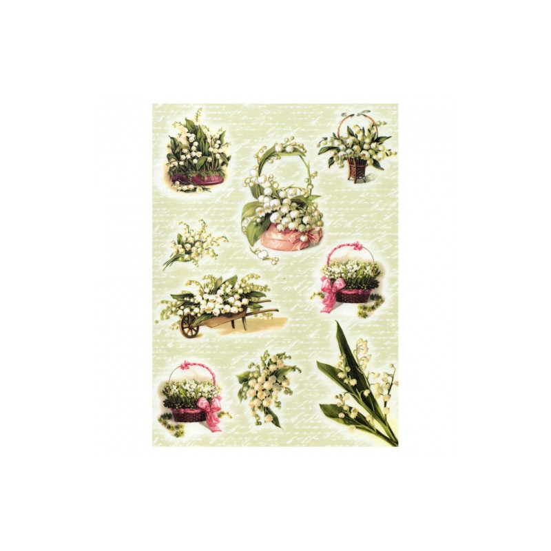 Papier ryżowy do decoupage kwiaty konwalia A4 ITD R358 - sklep plastyc