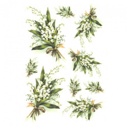 Rice decoupage paper lily of the valley flowers A4 ITD R260