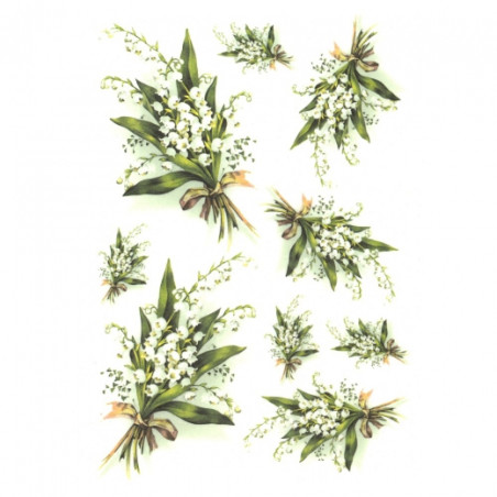 Rice decoupage paper lily of the valley flowers A4 ITD R260