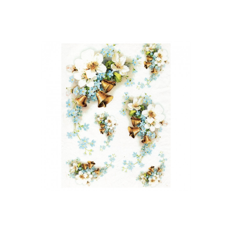 Rice decoupage paper flowers bells A4 ITD R360