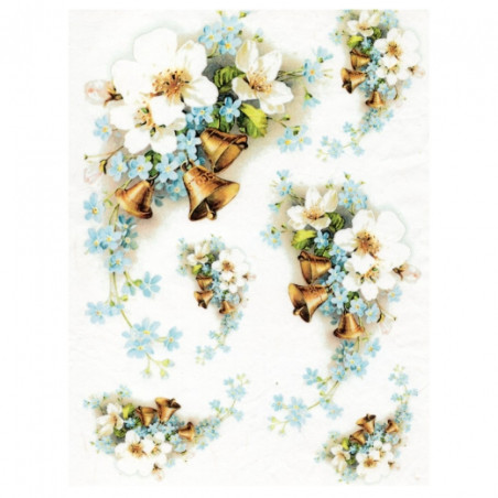 Papier ryżowy do decoupage kwiaty dzwonki A4 ITD R360- sklep plastyczn