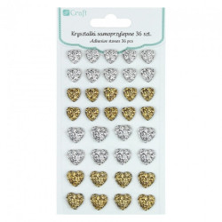 DP Craft crystals, gold and silver self-adhesive hearts 36 pieces