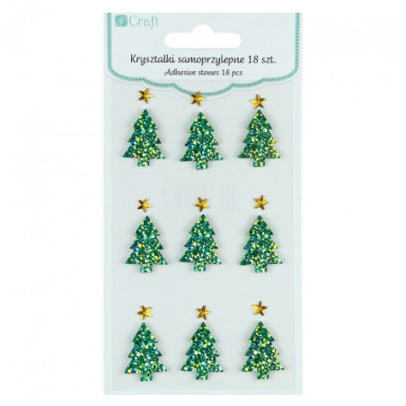 DP Craft 18 pieces of self-adhesive Christmas tree crystals and stars