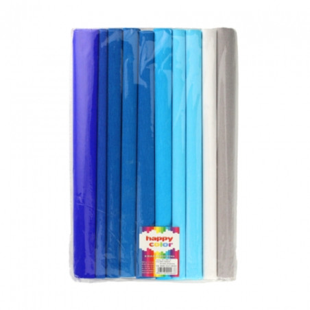 Happy Color tissue paper crinkled 10 rolls 8 blue colors 25x200cm