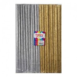 Happy Color tissue paper crinkled 10 rolls mix of colors gold and silv