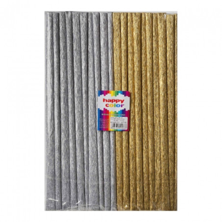 Happy Color tissue paper crinkled 10 rolls mix of colors gold and silv