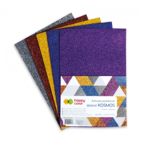 Happy Color A4 cosmos glitter foam sheets 5 colors