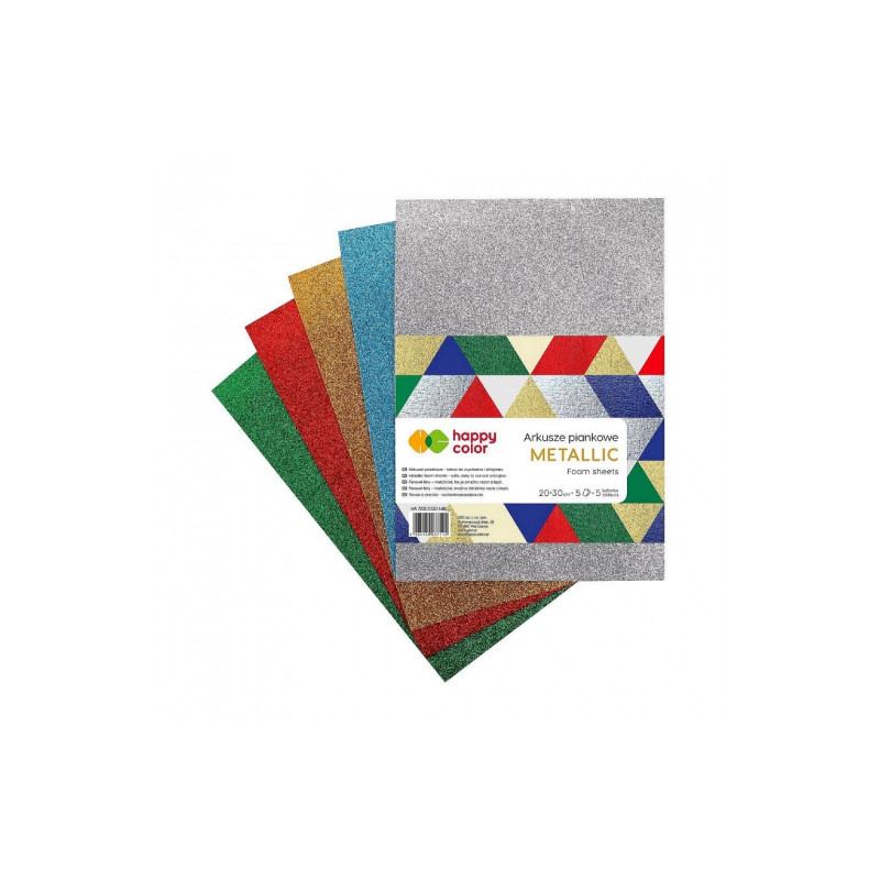 Happy Color arkusze piankowe metallic mix A4 5 kolorów - sklep plastyc