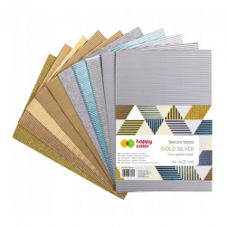 Happy Color tektura falista mix gold silver A4 10 arkuszy - sklep plas