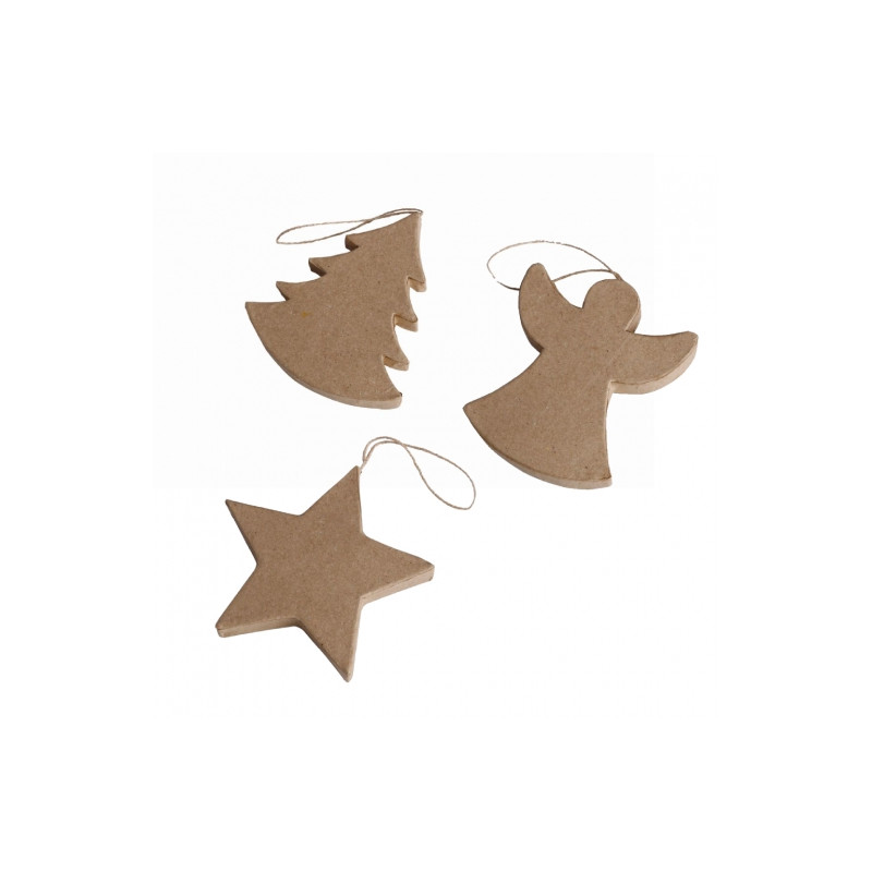 Happy Color shapes from papier mache christmas 3 pcs 10x 1.2 cm