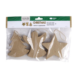 Happy Color shapes from papier mache christmas 3 pcs 10x 1.2 cm