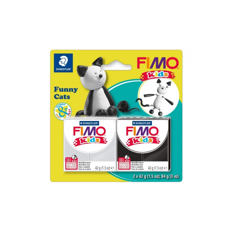 Fimo kids set modelin 2x42g funny cats