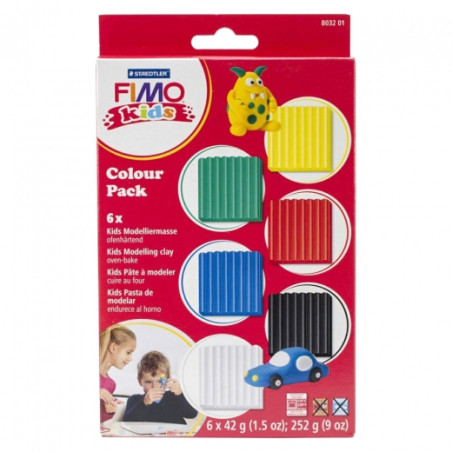 Fimo kids zestaw modelin 6x42g (0, 1, 2, 5, 9, 33) - sklep plastyczny