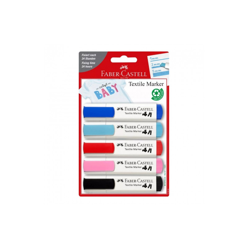 Faber-Castell zestaw 5 markerów do tkanin baby shower blister - sklep
