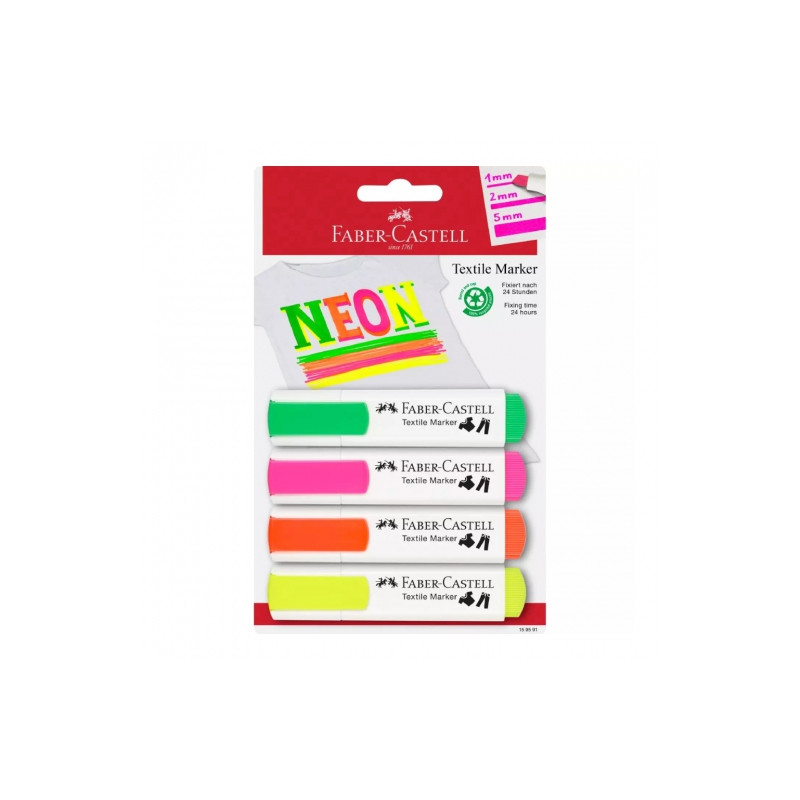 Faber-Castell set of 4 neon blister fabric markers