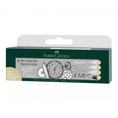 Faber-Castell pitt artist pen black&white 4 szt - sklep plastyczny - s