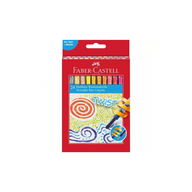 Faber-Castell zestaw 24 szt kredek woskowych twist - sklep plastyczny