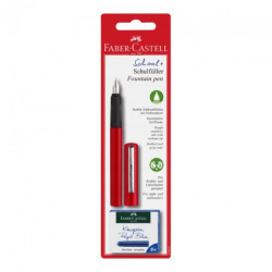 Faber-Castell school fountain pen red + 6 cartridges