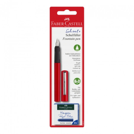 Faber-Castell school fountain pen red + 6 cartridges