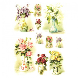 Rice paper for decoupage flowers vases R354