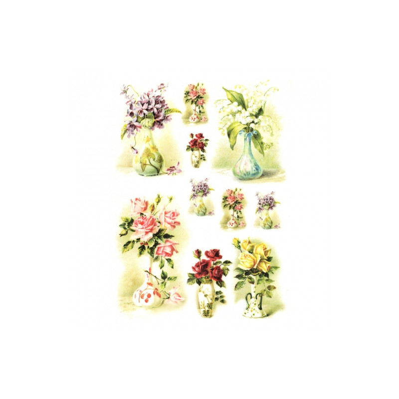 Papier ryżowy do decoupage kwiaty wazony A4 ITD R354 - sklep plastyczn