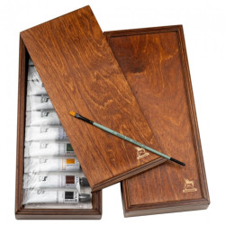 Renesans piórnik drewniany z farbami colours 10x20ml - sklep plastyczn