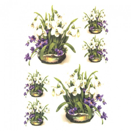 Rice decoupage paper snowdrops A4 ITD R329