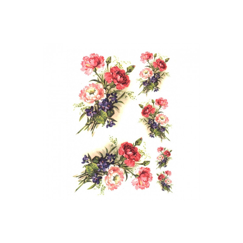 Rice decoupage paper flowers bouquet A4 ITD R328