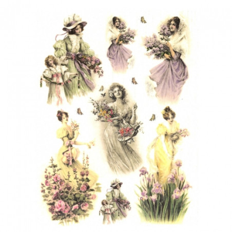 Papier ryżowy do decoupage kobiety kwiaty A4 ITD R319 - sklep plastycz
