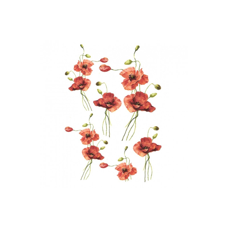 Rice decoupage paper poppies A4 ITD R167