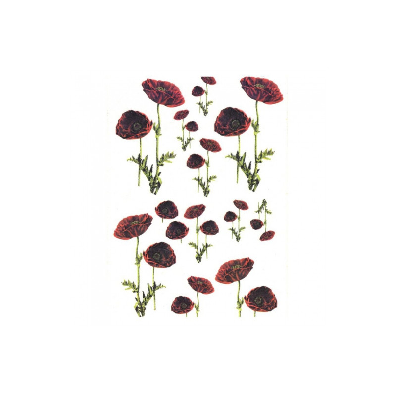 Rice decoupage paper poppies flowers A4 ITD R256