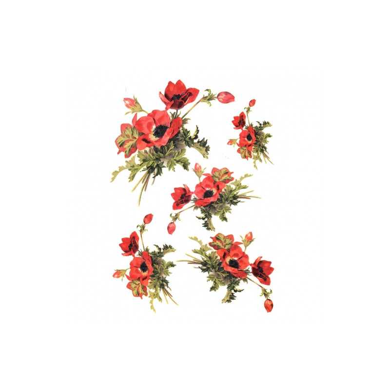 Rice decoupage paper red poppies A4 ITD R391