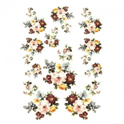 Rice decoupage paper with painted flowers R162