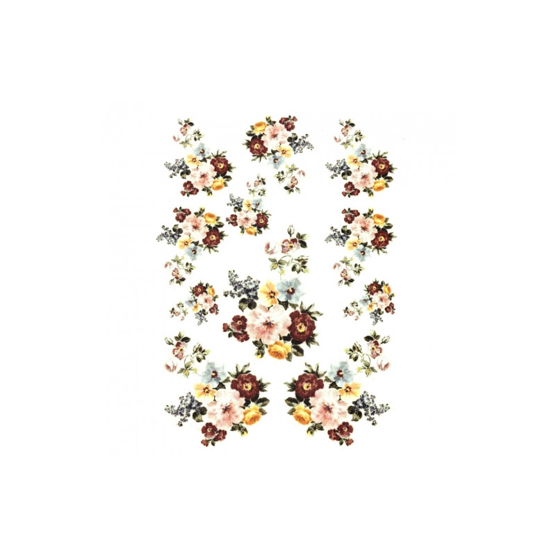 Rice decoupage paper with painted flowers R162
